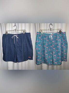 Men’s Swim Trunks Bundle Vineyard Vines Navy & Chubbies Flamingo Swim Shorts XXL